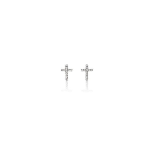 Orecchini Croce Oro Bianco 18 Kt E Diamanti Crivelli 370-XE2248