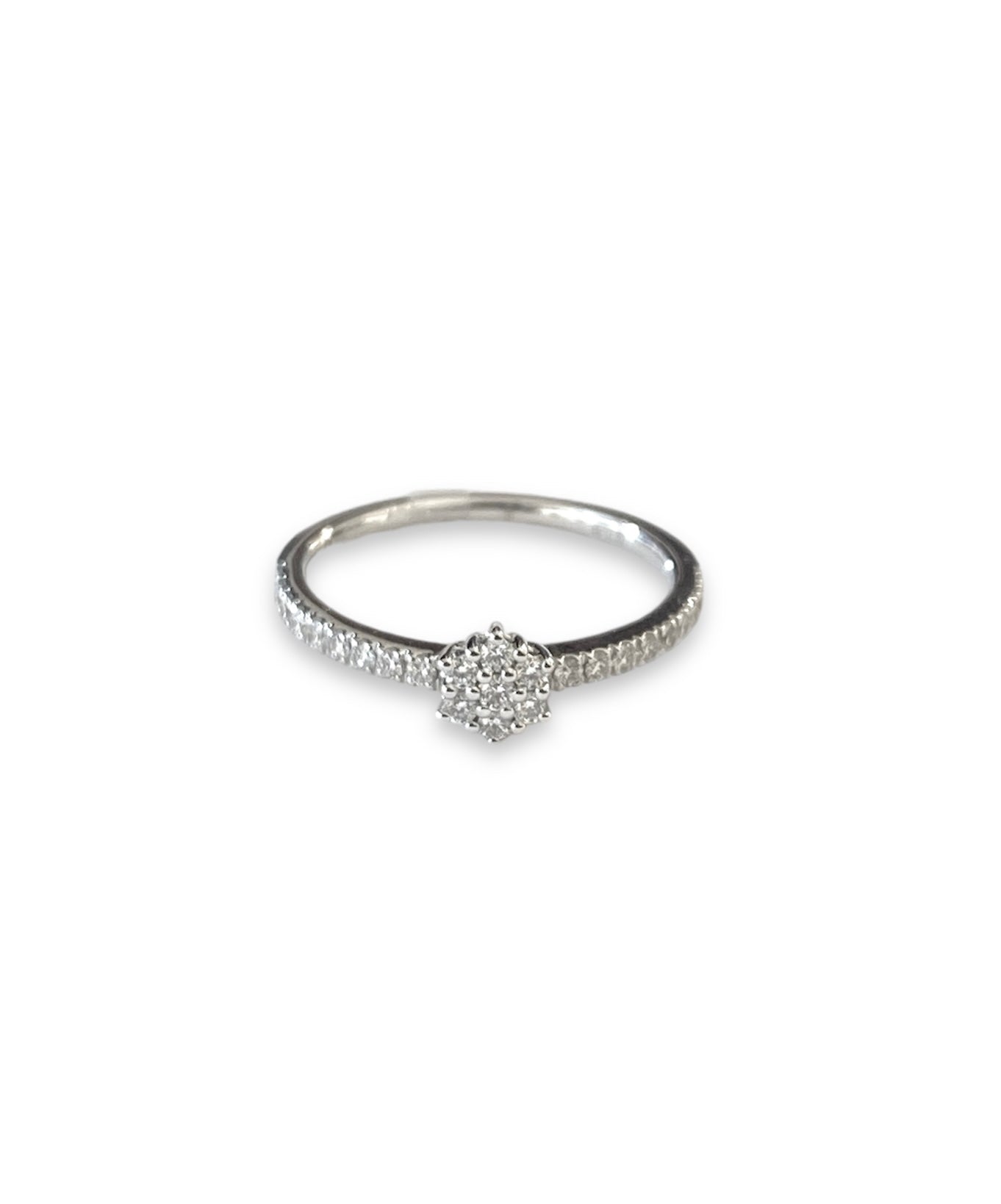 Anello Fiore Oro Bianco 18 Kt E Diamanti Crivelli 326-AN237-2
