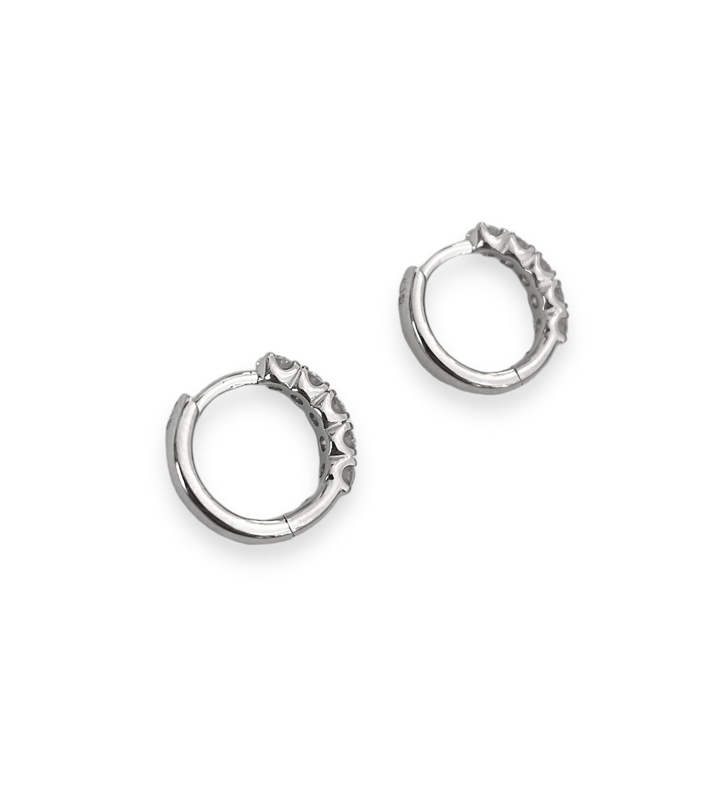 Orecchini Cerchi 5 Pietre Oro Bianco 18 Kt E Diamanti Crivelli 234-4020