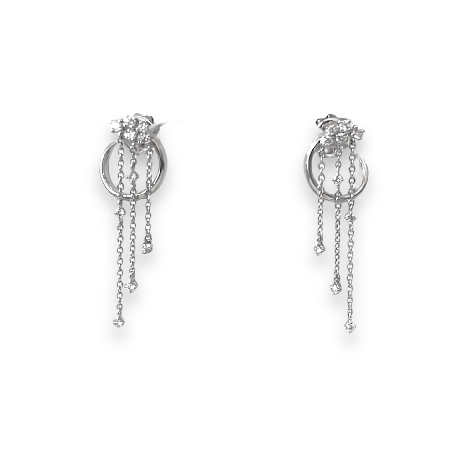 Orecchini Pendenti Oro Bianco 18 Kt E Diamanti Crivelli 234-2174