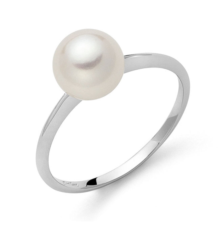 Anello con Perla Oriente 7,5-8mm in Oro Bianco Miluna PLI1591