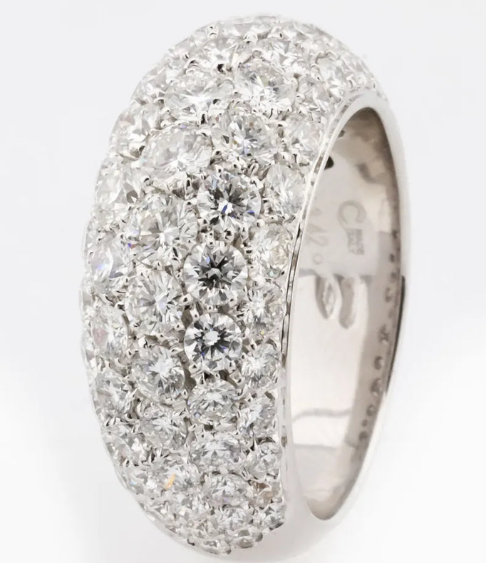 Anello Fascia Diamanti Pavé Oro Bianco 18 Kt Crivelli 234-1334