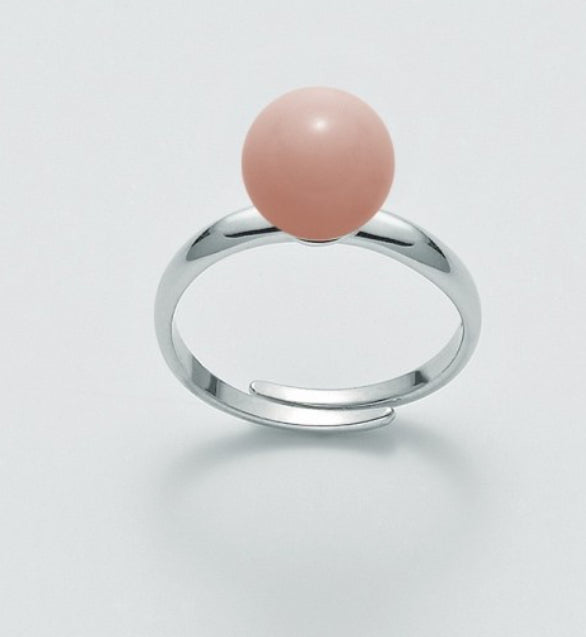 Anello “Terra e Mare” in Pasta di Corallo Rosa e Argento925 Regolabile Miluna LID3308