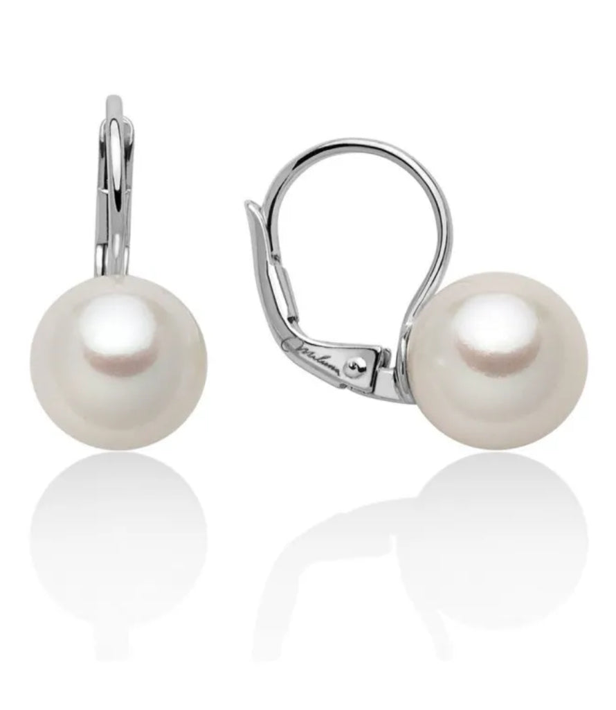 Orecchini di Perle a Monachella 7,5-8mm in Oro Bianco Miluna PER2396