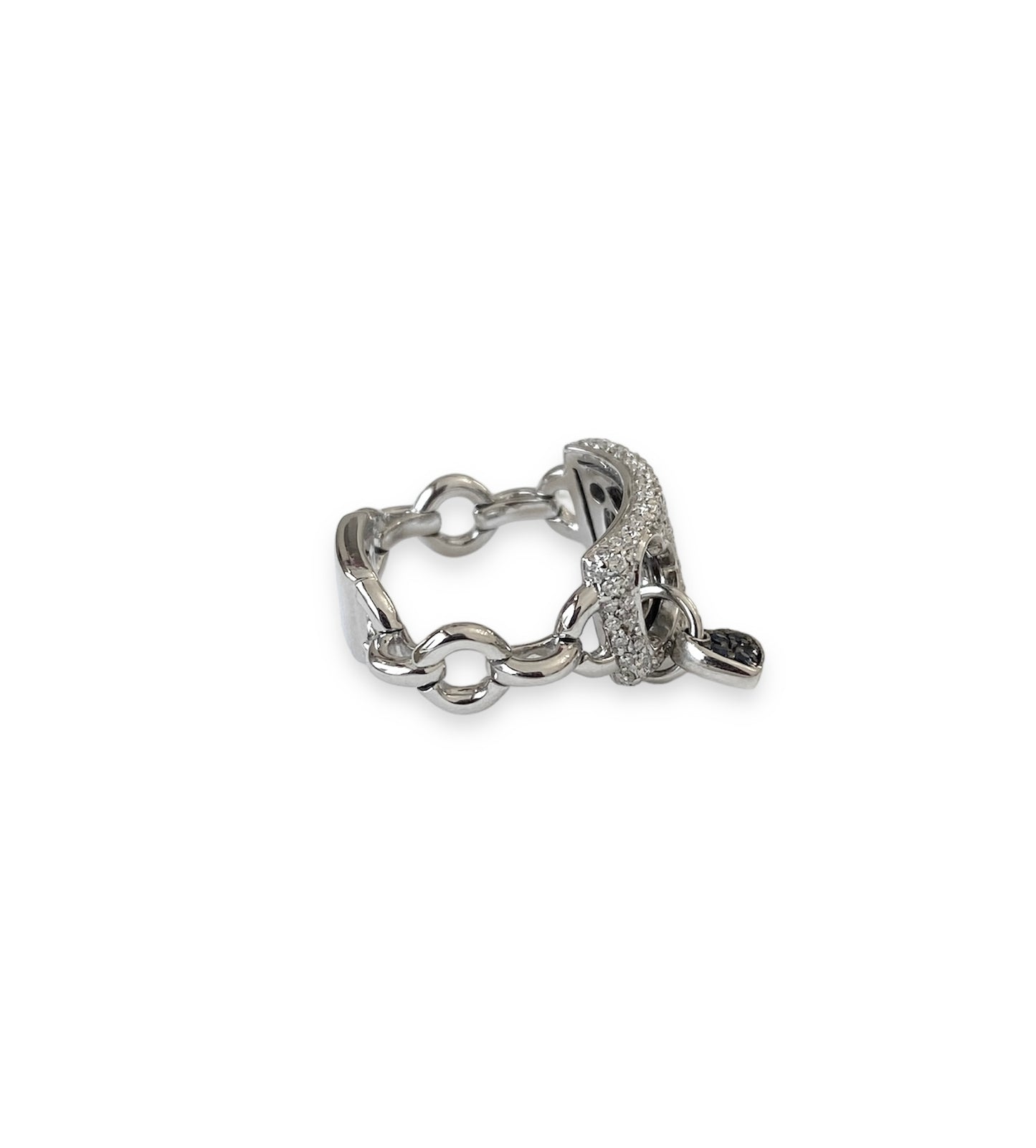 Anello Cuore Pavé Oro Bianco 18 Kt E Zaffiri Crivelli