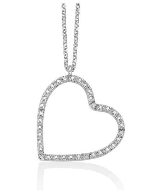 Collana Cuore Grande Forato in Argento 925 e Diamanti Naturali Miluna CLD4468