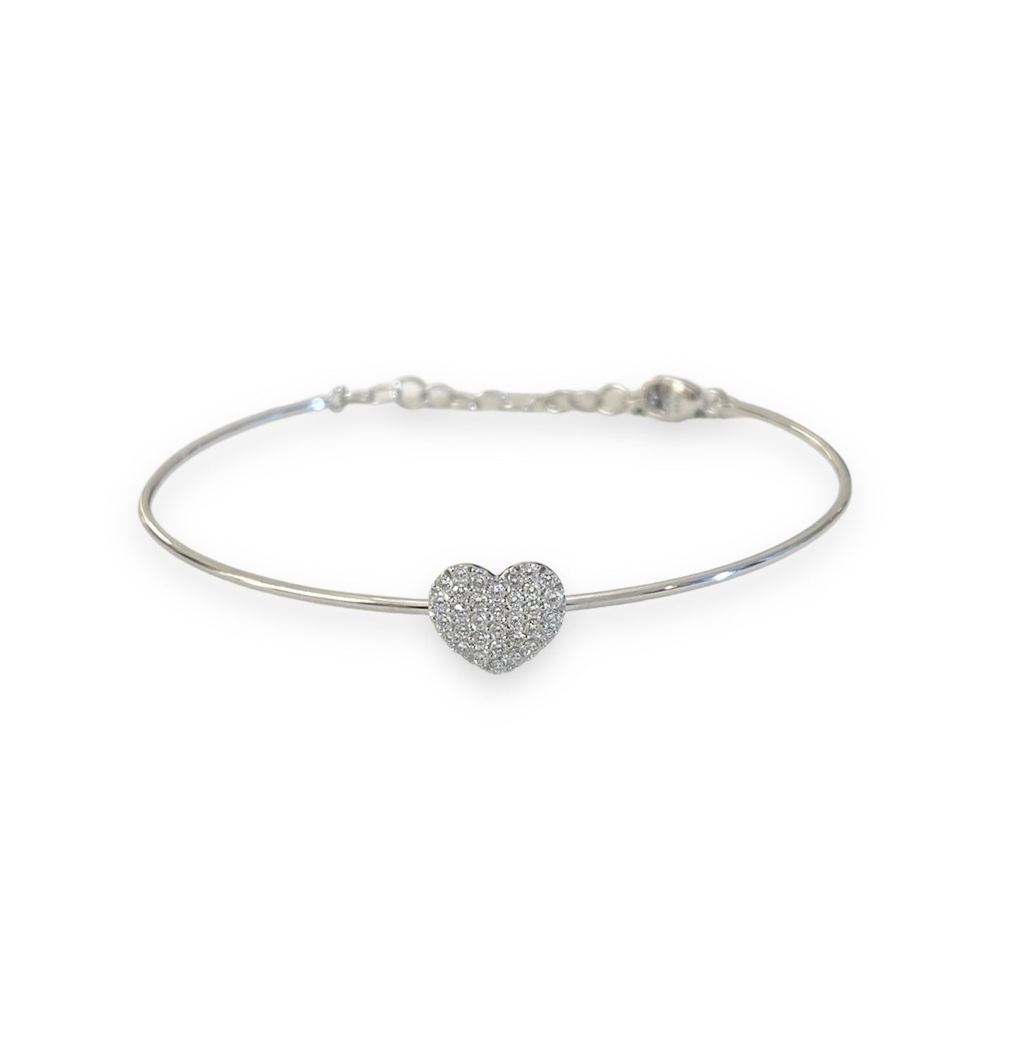 Bracciale Semi Rigido Cuore Pavé Oro Bianco 18 Kt E Diamanti Crivelli 212-M275
