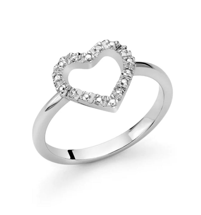Anello Cuore Forato con Diamanti Naturali e Argento925 Miluna LID3558