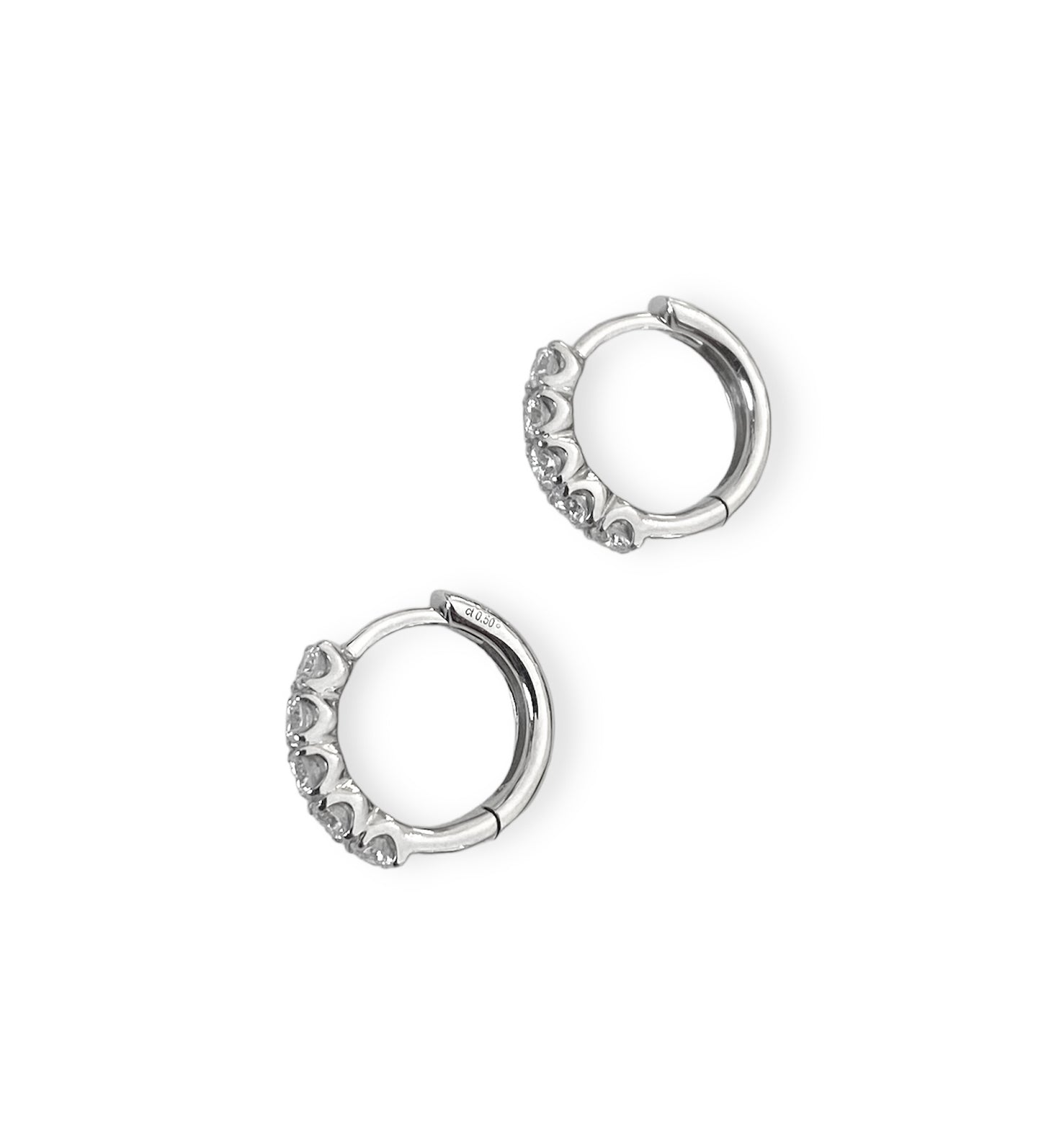 Orecchini Cerchi 5 Pietre Oro Bianco 18 Kt E Diamanti Crivelli 234-4020