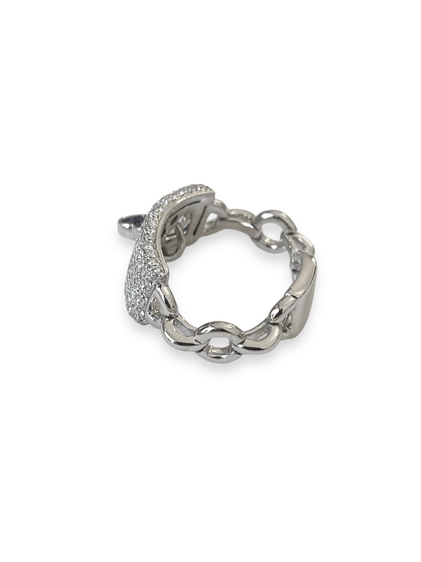 Anello Cuore Pavé Oro Bianco 18 Kt E Zaffiri Crivelli