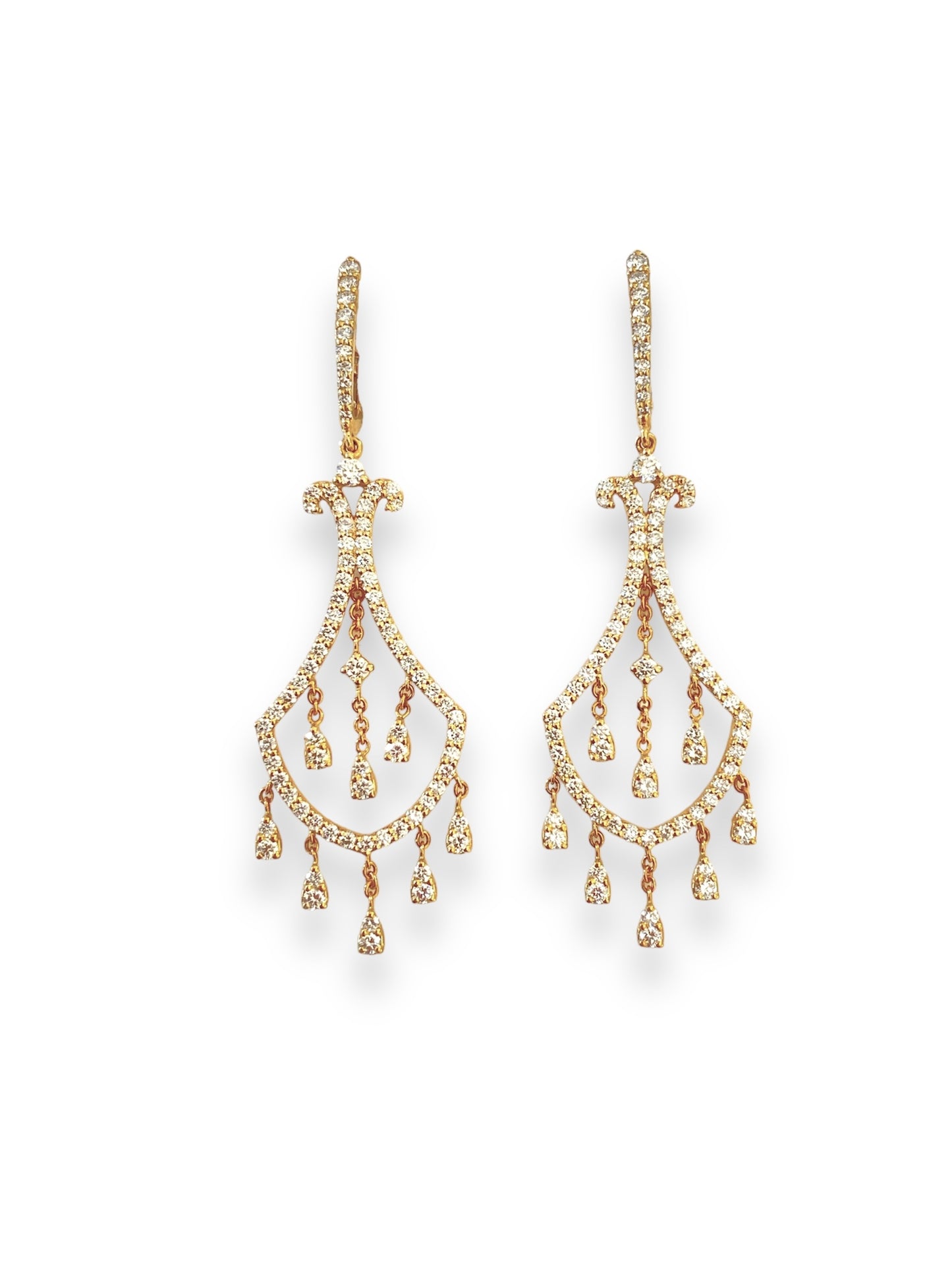Orecchini Chandelier Oro Rosa 18 Kt E Diamanti Crivelli 117-OR764