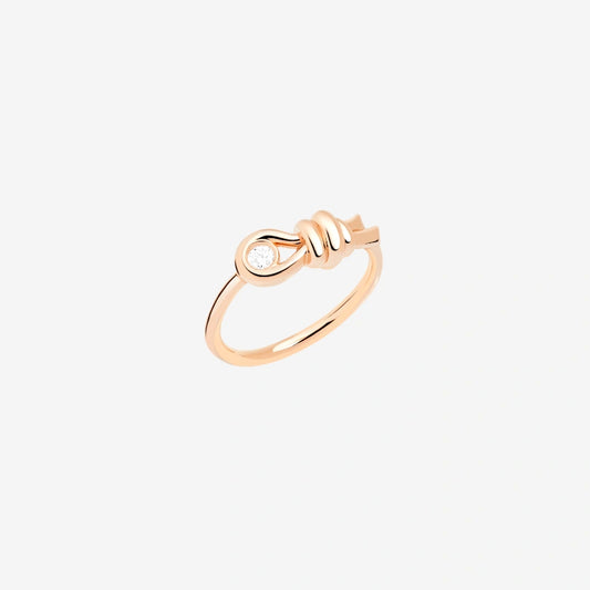 9 Kt Rose Gold Knot Ring with Dodo Diamond DAC3010_KNOT0_DB09R