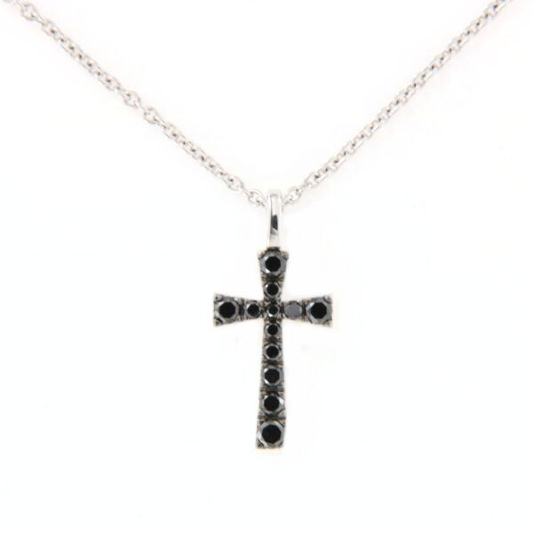Cross Necklace in 18 Kt White Gold and Black Diamonds Crivelli 370-XN2162