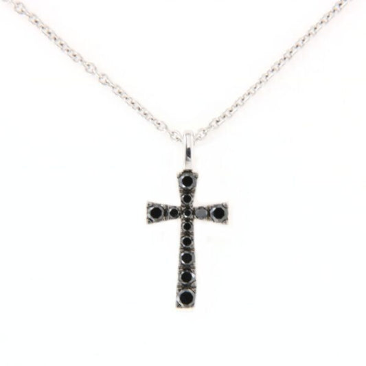 Cross Necklace in 18 Kt White Gold and Black Diamonds Crivelli 370-XN2162