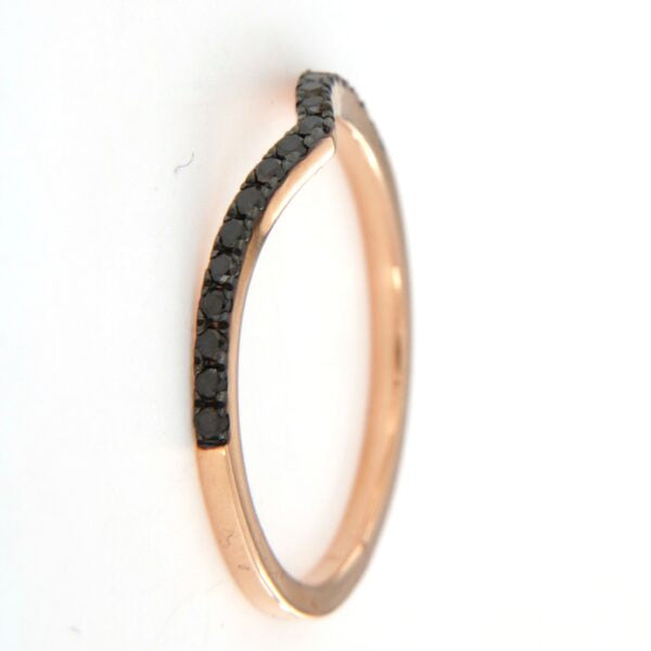 Anello a V Oro Rosa 18 Kt E Diamanti Neri Crivelli 370-XR4990
