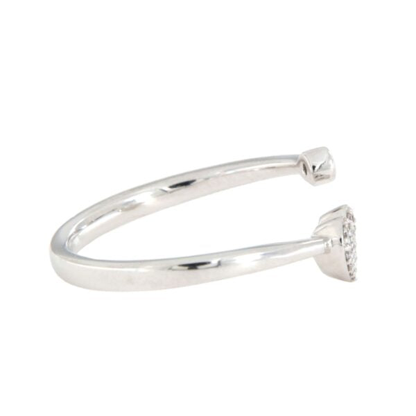 Anello Cuore Pavé Semi Aperto Oro Bianco 18 Kt E Diamanti Crivelli 370-XR6279