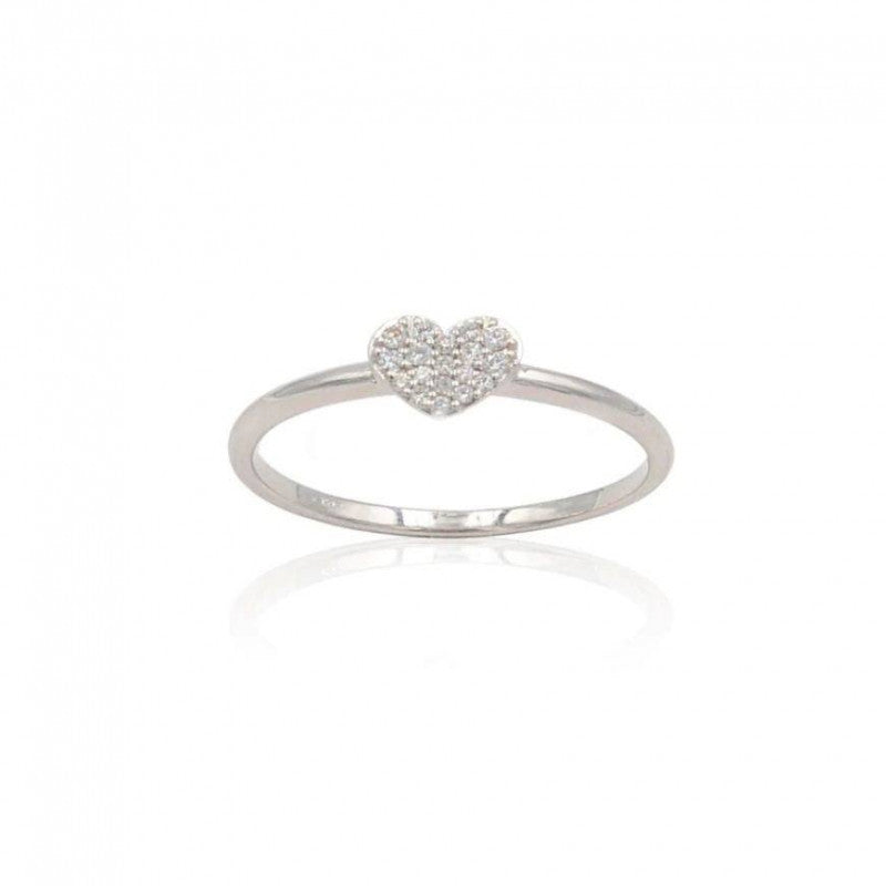 Anello Cuore Pavé Oro Bianco 18 Kt E Diamanti Crivelli 370-XR4569