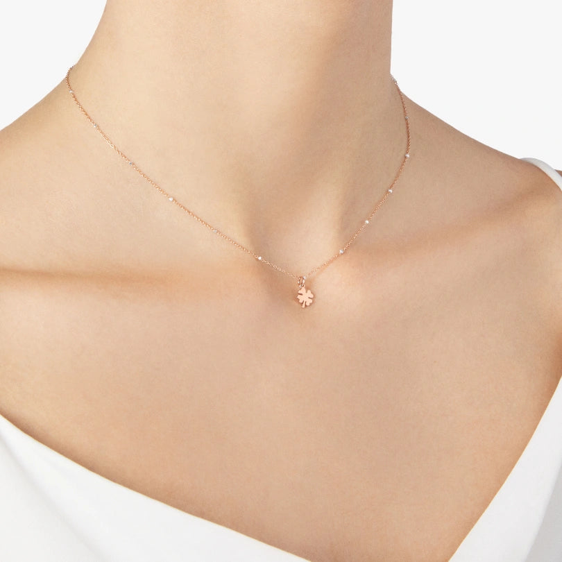 Collana Mini Quadrifoglio Oro Rosa 9 kt Dodo DCB9004_FOURX_0009R