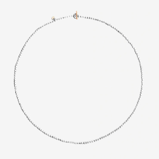 Mini Granelli Necklace in Silver, 9 Kt Rose Gold and Steel 55 cm Dodo DCC3005_GRANX_GAGMX