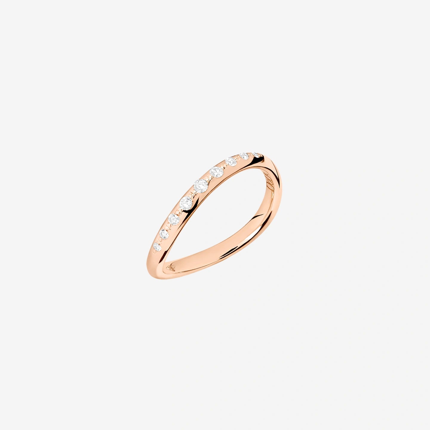 Wave Essential Ring in 9 Kt Rose Gold and Diamonds DAC2007_ESSEN_DB09R
