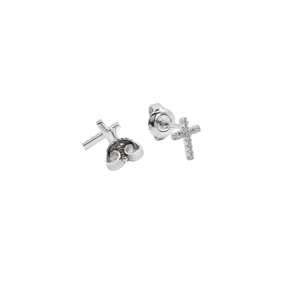 Orecchini Croce Oro Bianco 18 Kt E Diamanti Crivelli 370-XE2248