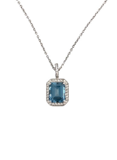 Collana Oro Bianco Centrale Pietra Semipreziosa e Diamanti Pasquale Bruni 8131b