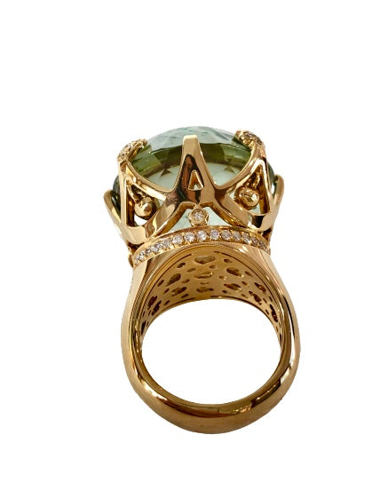 Sissi Ring Yellow Gold Prasiolite Diamonds Pasquale Bruni 13119g