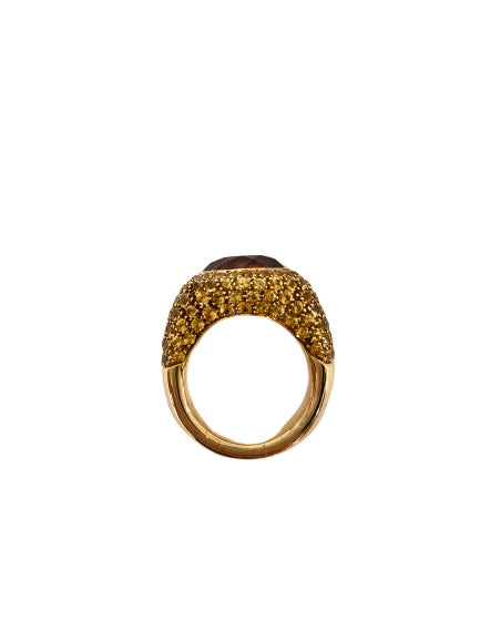 Anello Oro Giallo Pietra Semipreziosa e Zaffiri Arancio Pasquale Bruni 6293g