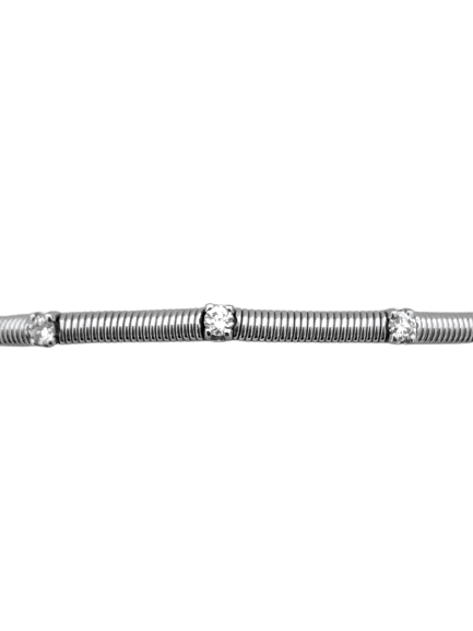 Semi-rigid Spiral Bracelet in White Gold with Crivelli Diamonds 386-162