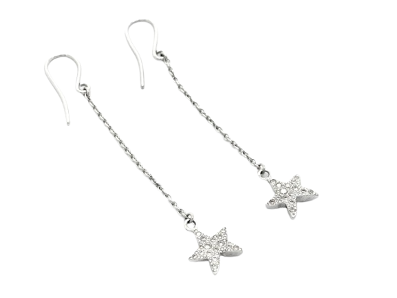 Orecchino Ago Stella Marina Oro Bianco 18 Kt e Diamanti Dodo Mezzo Paio Dorhstpob b