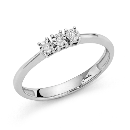 Anello Trilogy in Oro Bianco 18kt e Diamanti Miluna LID3311