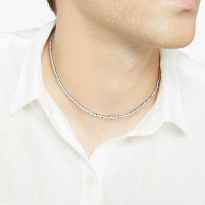Mini Granelli Necklace in Silver, 9 Kt Rose Gold and Steel 55 cm Dodo DCC3005_GRANX_GAGMX 
