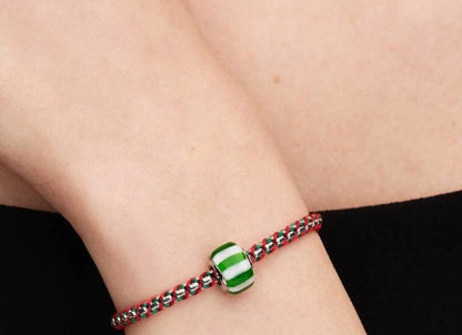 Charm Mini Vetro di Murano Caramella Verde con Finitura in Platino Pandora 735071C02
