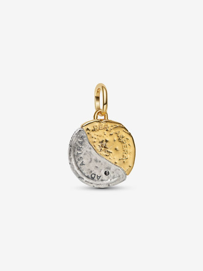 Charm Medallion Sole e Luna "Ad Astra Per Aspera" Argento Sterling 925, Placcatura in Oro 14k Pandora 763977C01
