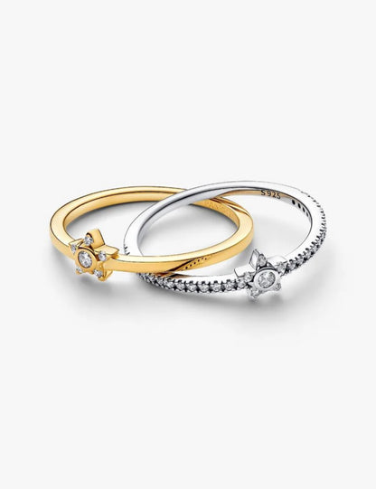 Anello Intrecciato Stelle Luminose Bicolore Pandora 165079C01