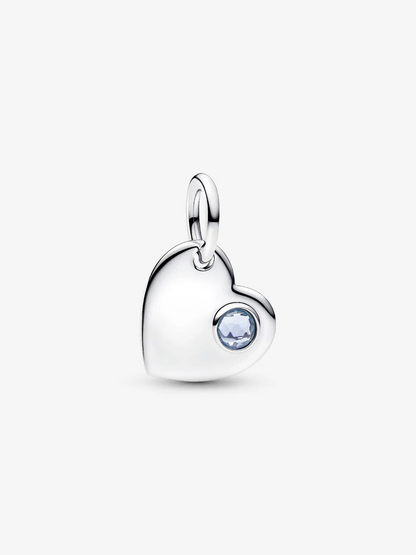 Charm Pendente Cuore con Pietra Azzura Marzo Argento Sterling 925 Pandora 794295C03