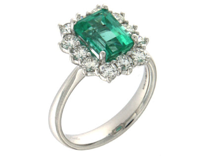 Anello con Smeraldo e Diamante in Oro Bianco Mirco Visconti Z681/SE