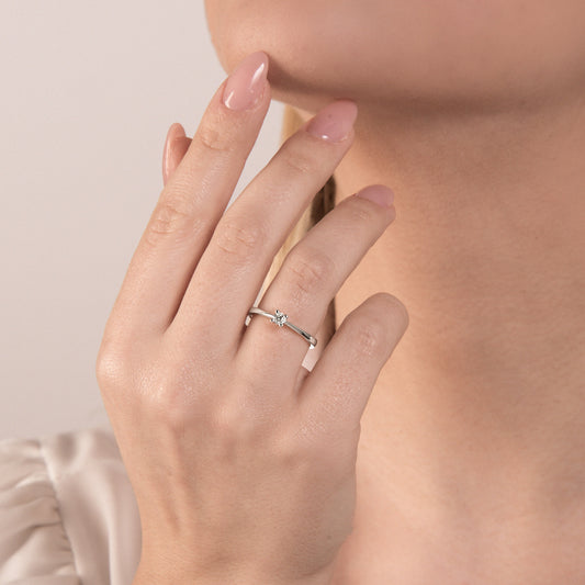 Anello Solitario con Diamanti e Oro Bianco Mirco Visconti LF299/10