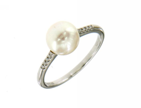 Anello con Perla Coltivata e Diamante in Oro Bianco Mirco Visconti AB896/20C