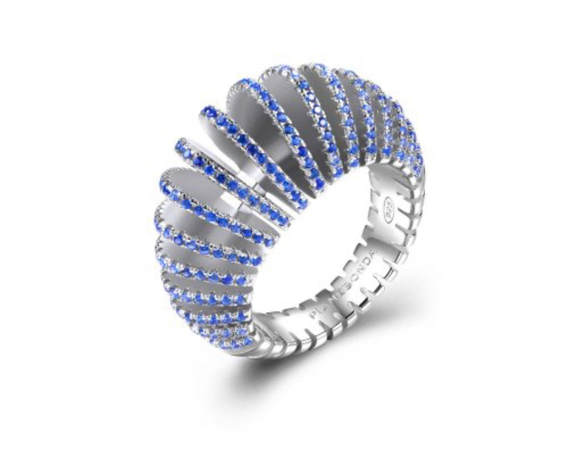 Anello Pianegonda Dorifora con Zirconi Blu PDO34B