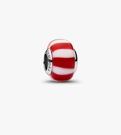 Charm Mini Vetro di Murano Caramella Rossa con Finitura in Platino Pandora 735071C01