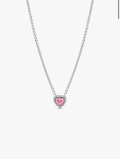 Collana Cuore in Rilievo Rosa Pandora 398425C02-45