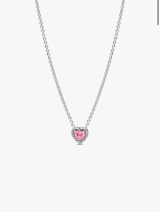 Collana Cuore in Rilievo Rosa Pandora 398425C02-45