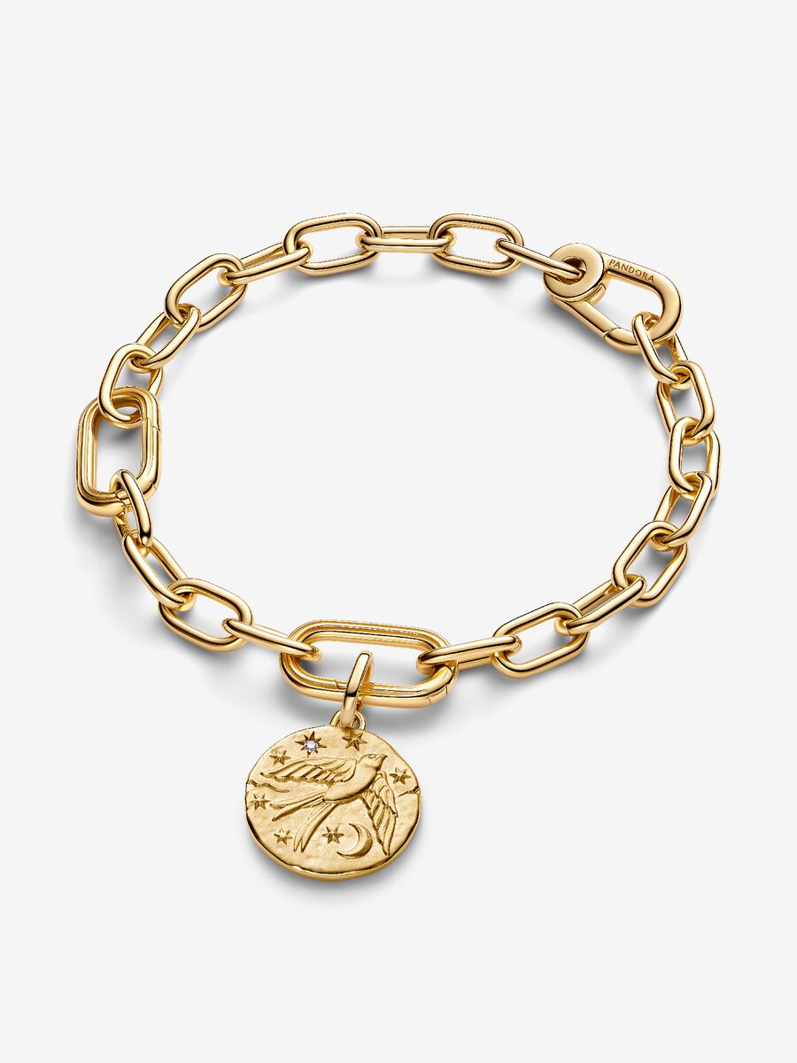 Charm Medallion Rondine "Dum Vita Est Spes Est" Placcatura in Oro 14k Pandora 764082C01