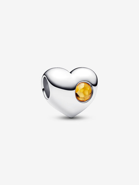 Charm Cuore con Pietra Miele Novembre da incidere Argento Sterling 925 Pandora 794161C11