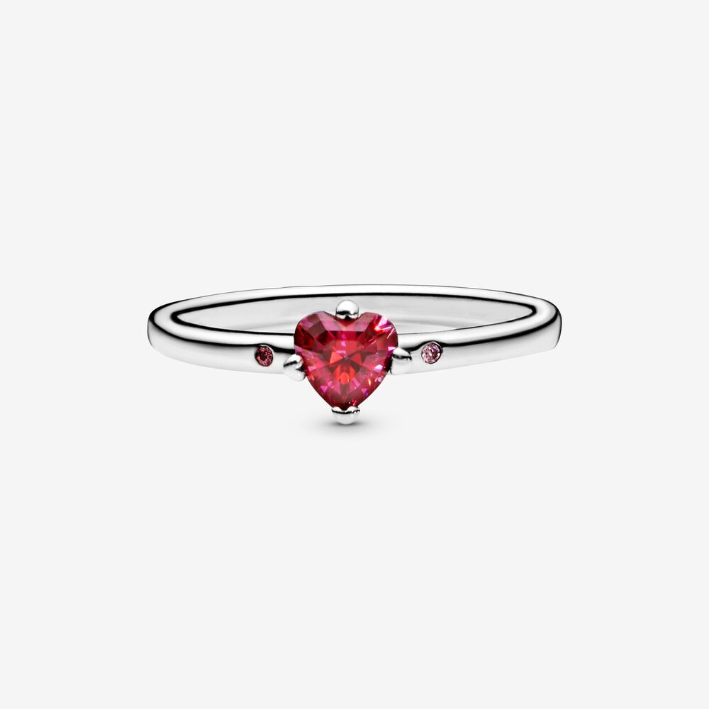 Anello Con Cuore Rosso Scintillante Pandora 196574czrmx