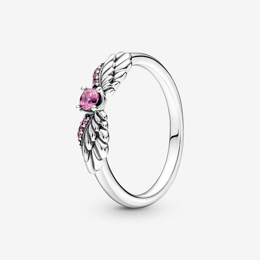 Angel wings ring with Pink Stone Pandora 198500C02