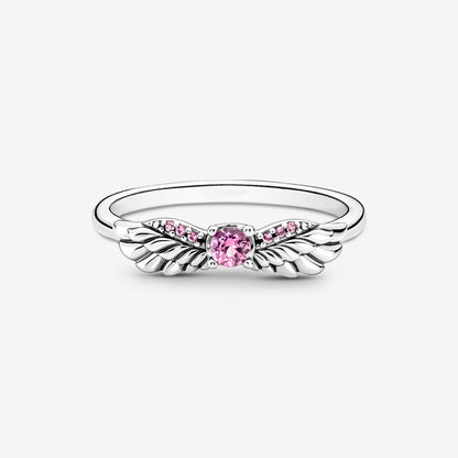 Angel wings ring with Pink Stone Pandora 198500C02