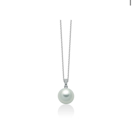Collana di Perle Oriente 8-8,5mm con Diamanti Sull'occhiello in Oro Bianco Miluna PCL5501