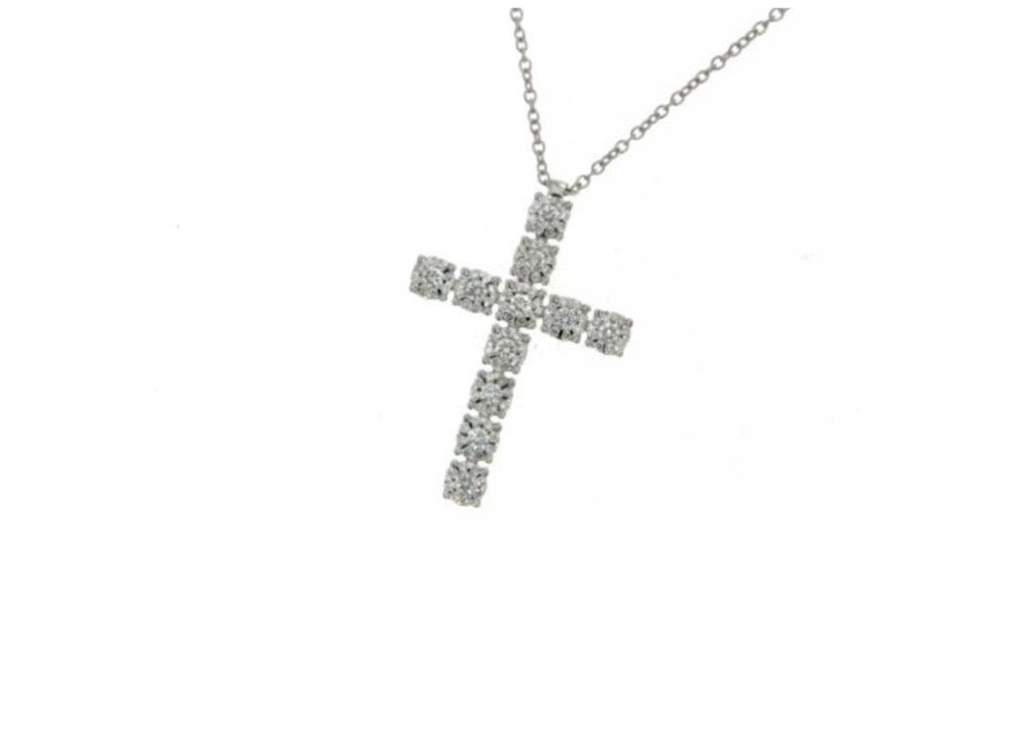 Girocollo Croce con Diamanti e Oro Bianco Mirco Visconti ABA1941